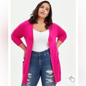 TORRID Neon Pink Boyfriend Cardigan Sz 3